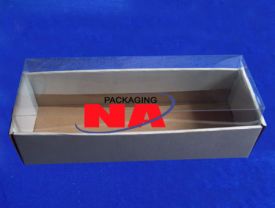 Hộp Giấy Sóng E Một Màng Trắng, Một Màng Vàng Nắp Chụp PVC Trong